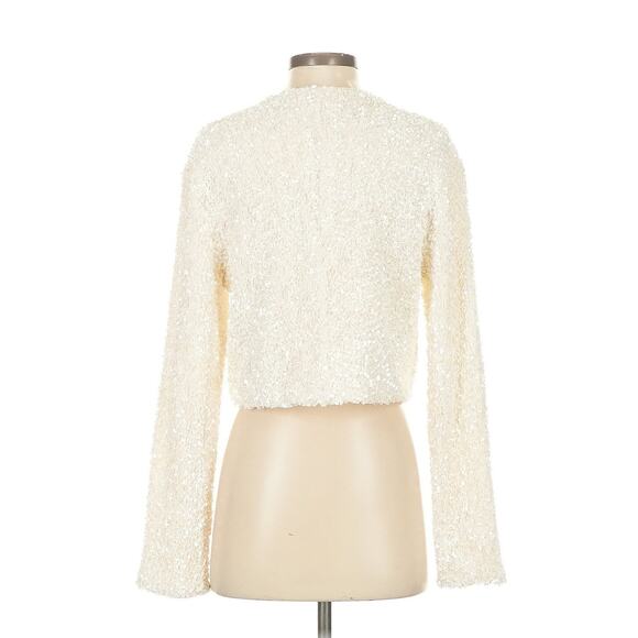 H&M TIE-FRONTED SEQUINED JACKET TOP SEQUIN RIBBON Small - Picture 4 of 5